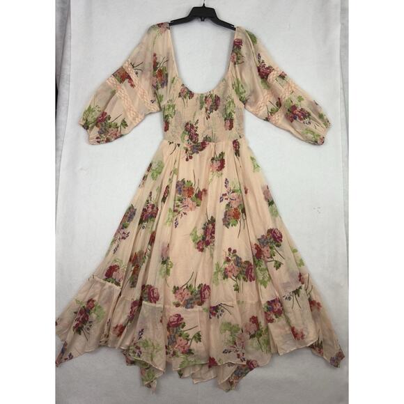 Morning Glory Smocked Floral Maxi Dress Pink M NWT - Picture 9 of 14